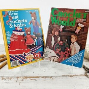 Vintage 1980s Crochet World & McCall's Knitting Magazine Lot 1982 1983 Patterns